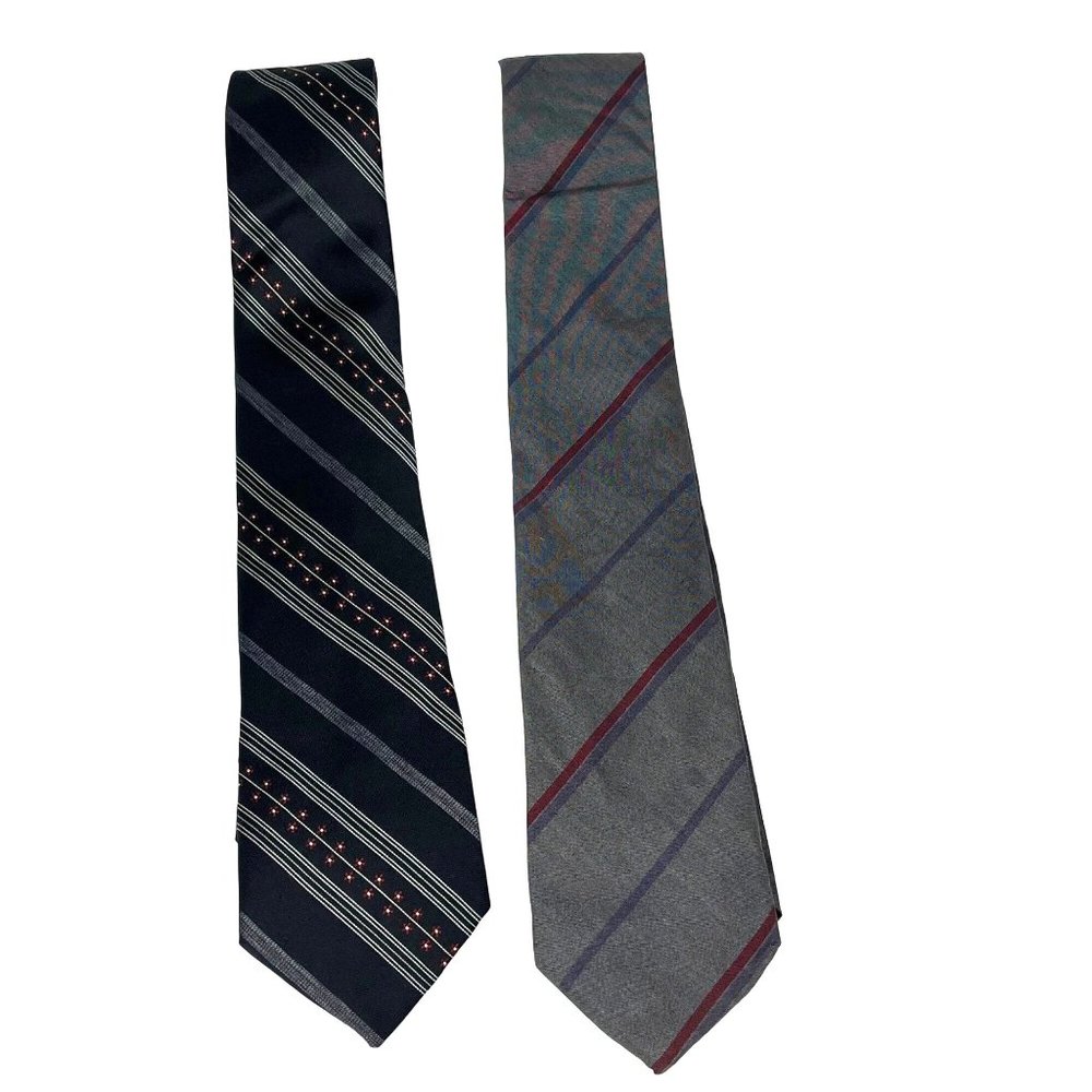 2 Vintage Isaco Men's 3" Neckties Striped Ties Silk Blend Gray Black Red